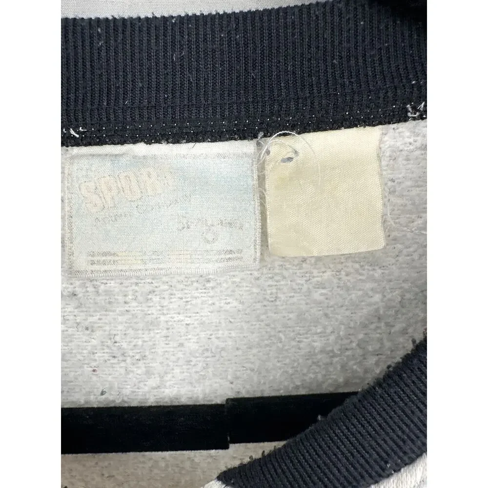 80s Vintage Spalding Sweatshirt Mens Large Gray Black Basketball Zip Rare - Picture 2 of 7